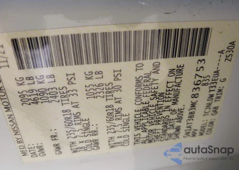 2021 Nissan Rogue Sv Intelligent Awd z USA, uszkodzony, nr VIN 5N1AT3BB3MC836753